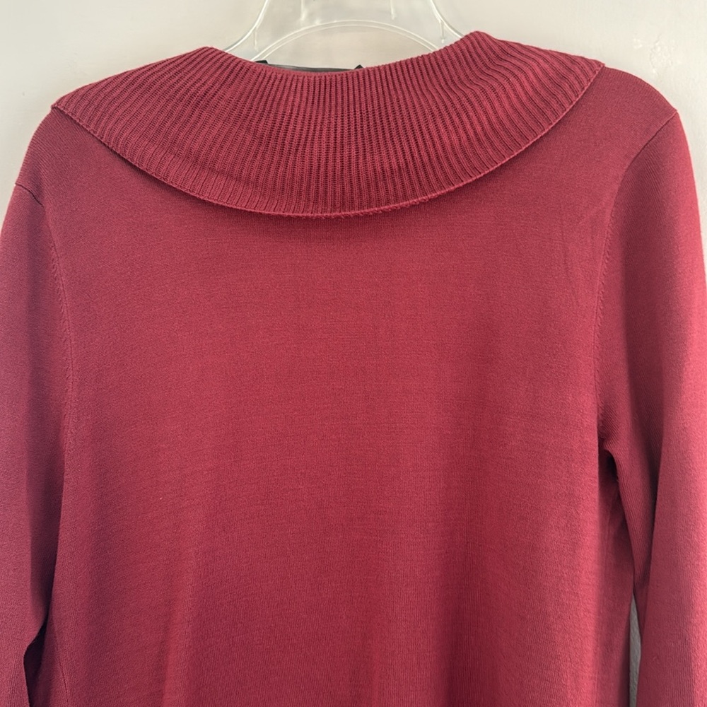 White House Black Market Women's Open Front Cardigan - Cabernet Colored - Size M - Picture 6 of 9